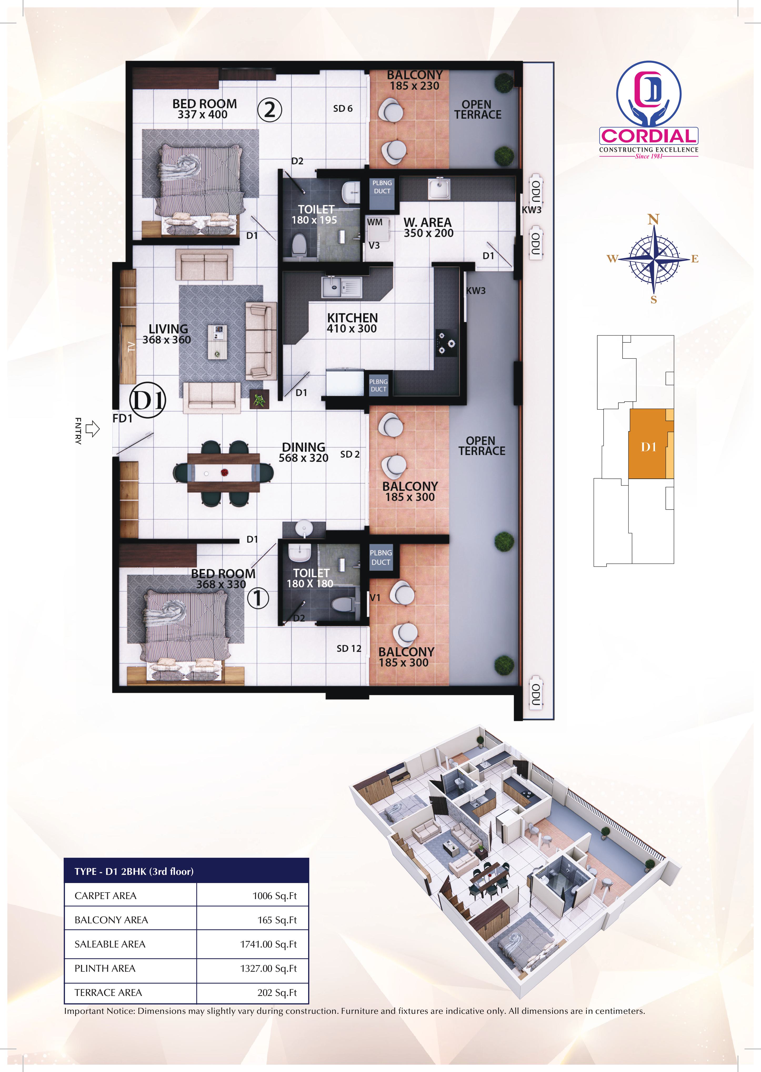 1 BHK Plan, Block A